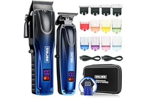 GinJee Professional Hair Clippers for Men Cordless & Corded - Rechargeable Barber Clipper & Trimmer Set with Fade Lever for Home Haircuts, Grooming Kit with Guide Combs, with Travel Case