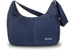 Bella Taylor Blakely - Hobo Shoulder Bag for Women - Lightweight Quilted Fabric Purse with Pockets