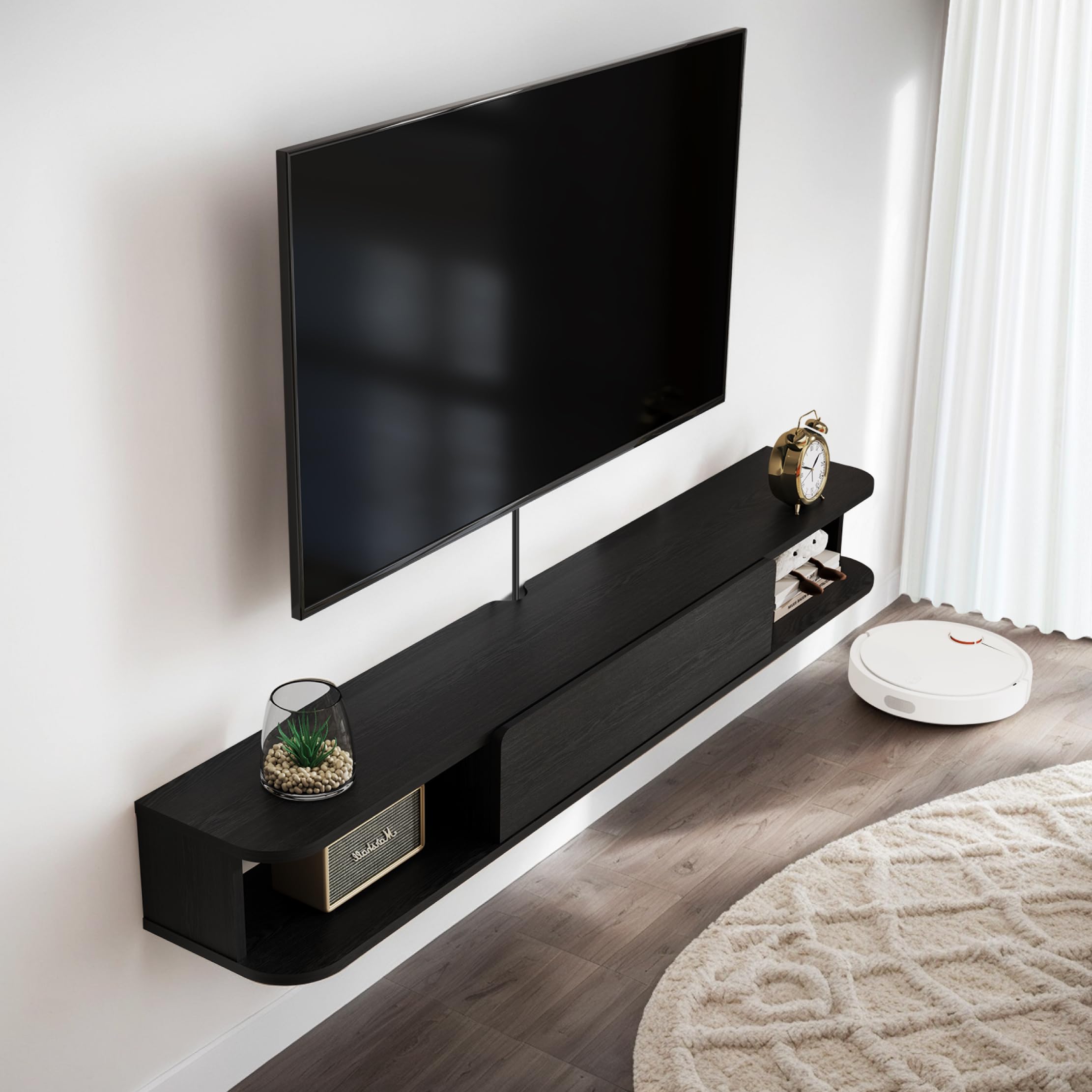 Pmnianhua Floating TV Stand With 2 Doors,47'' Floating Media Console