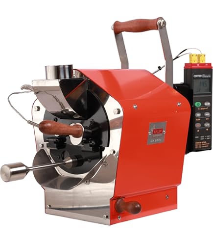 Produktbild von Kaldi Breiter Kaffee-Pop Bohnenröster – Komplettset Motorbetrieben, Edelstahl, 55 U/min, Inkl. Thermometer