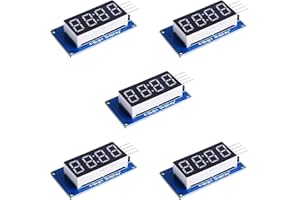 DIYables 4-Digit 7-Segment LED Display TM1637 Module for Arduino ESP32, ESP8266, Raspberry Pi - Clock and Counter Display, 5 Pieces, Tutorials Provided