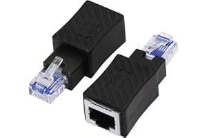 YACSEJAO Cat5e/Cat6 RJ45 Ethernet Adapter，2Pack Ethernet RJ45 / 8P8C Male to Female Adapter，Support Cat6 / Cat5e / Cat5 Stand