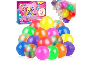 BESNEL 18 Pack Squishy Ball, Stress Balls Bulk for Adults, Mini Stress Balls, Anti-Anxiety and Fidget Balls to Relax， Birthday Gifts, Goodie