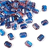 Craftdady 50pcs Trasparent Acrylic Faceted Octagon Loose Beads Multi-Colors Geometric Rectangle Spacer Beads 15x11mm for Jewelry Craft Making