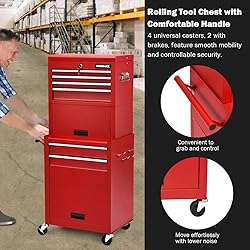 Goplus Tool Chest, 3-in-1 Rolling 6 Drawers Tool