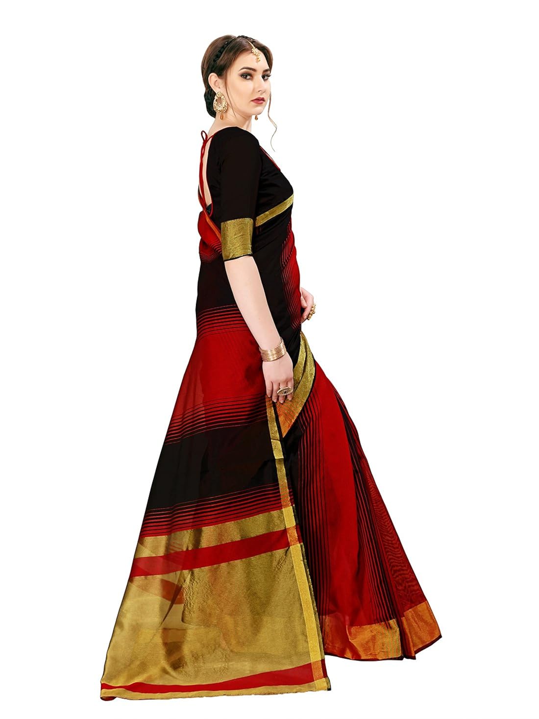 glory sarees women's handloom cotton silk saree(jari129)