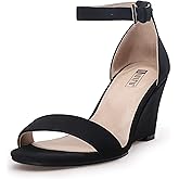 IDIFU Women's Classic Wedge Heels Sandals 3 Inch Ankle Strap Open Toe Evening Dress Wedding Shoes