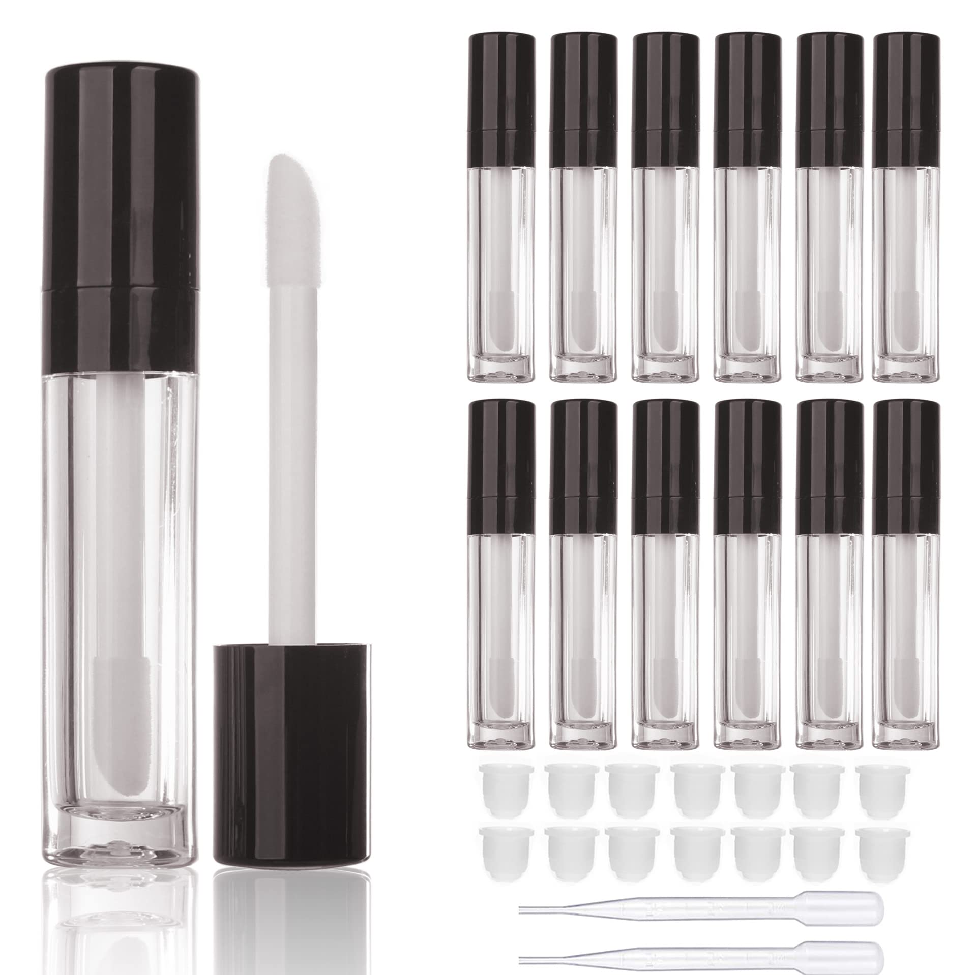 COSIDEA 14 pcs empty 8ml big wand lip gloss tube concealer tube packing, BLACK — image 1