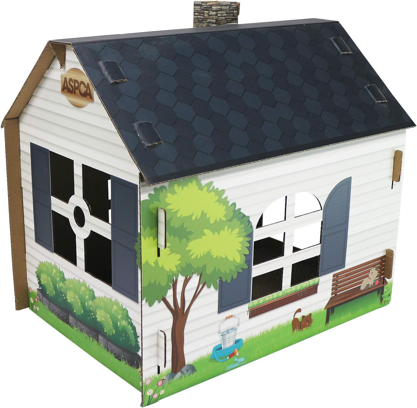 ASPCA Cat House & Scratcher w/ Bonus Catnip Included : Pet Supplies