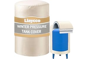 LIAYCCO Round Water Pressure Tank Cover, 24"D x 34"H, 3-Layer Insulated Well Pump Cover for Winter Freeze Protection, Water Well Tank Cover for Outdoor & Yard, Well Tank Cover Freeze Proof Insulation