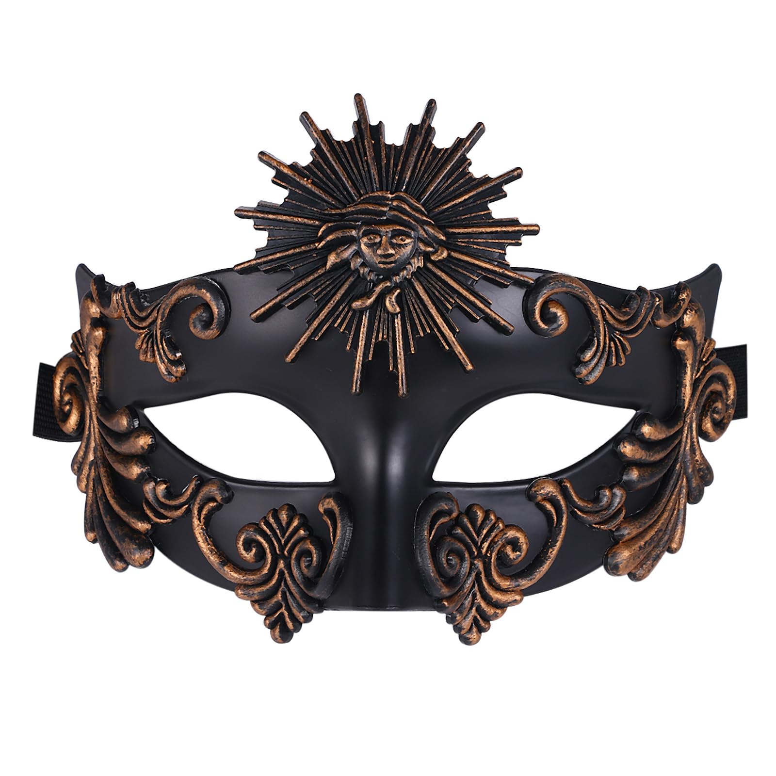 Oidea Masquerade Masks for Men: Ancient Greek Roman Sun God Masks Half Face Mask for Halloween Mascarade Ball Costume Prom Cosplay Mardi Gras Party Black Bronze