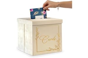 Wedding Card Box - 9" x 9" Collapsible Velvet - Covered Design - Cards Box for Wedding Receptions, Birthdays Party, Bridal & 