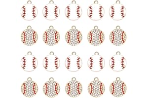 ANGLESJELL 20PCS Sports Charms Enamel Basketball Baseball Pendant Charms for Jewelry Making Rhinestone Ball Game Softball Charms for Necklace Bracelet Earrings DIY Crafts