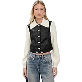 Cinq à Sept Women's Faux Leather Knit Sleeve Ciara Jacket