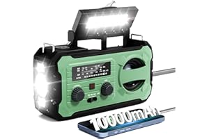PRISTAR Hand Crank Emergency Radio, 10000mAh Weather Radio with AM/FM/NOAA, Solar Prower, SOS Alarm, Phone Charging, LED Flashlight, Portable Survival Gear for Outdoor & Home Emergencies Kits, Light Green