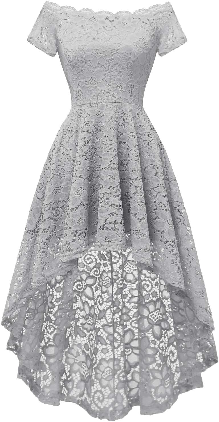 Dressystar Women's Hi-Lo Formal Dress Lace Off Shoulder Bridesmaid Swing Party Dress