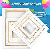 FEPITO 6 Set Blank Stretched Canvas Assorted Sizes for Acrylic Oil Painting view 3