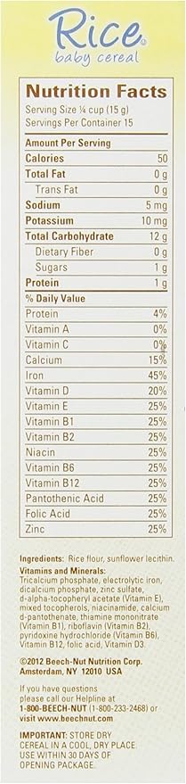 beechnut rice cereal ingredients