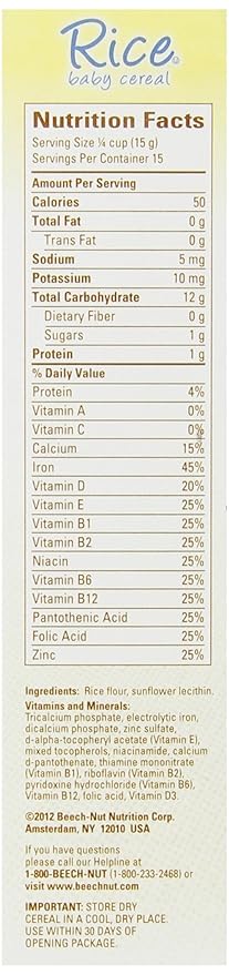 beechnut rice cereal ingredients