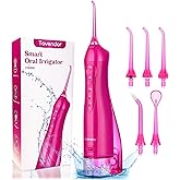 TOVENDOR Electric Water Dental Flosser Teeth Pick, Cordless Flossers Oral Irrigator IPX7 Waterproof 300ML Rechargeable Travel Water Teeth Cleaner with 5 Tips for Home Braces Care Gums Deep Cleaning
