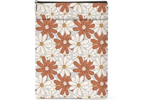 PQV Book Lovers Gifts Boho Flower Book Sleeve Book Cover Book Pouch Bookish Book Club Gifts Book Protector with Zipper and Front Pocket Bookworm Librarian Gifts Book Accessories for Women Girls Wife