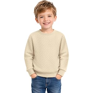 Haloumoning Toddler Baby Boy Quilted Sweatshirt Crewneck Pullover Tops | Little Kids Warm Sweatshirts, Fall Winter Fashion Cl