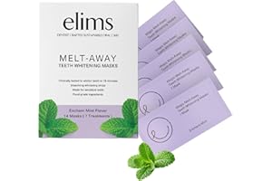 ELIMS Melt-Away Teeth Whitening Non-Toxic Strips for Sensitive Teeth - 14 Strips, 7 Treatments - Dissolving Mess-Free Application