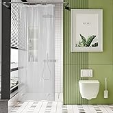 AmazerBath Stall Shower Curtain 36x72, Walk-in Clear Heavy Duty Thick PEVA, Small with 2 Weighted Stones and 6 Grommet Holes