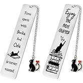 Jeffdad 2 Pcs Kitty Inspirational Words Bookmarks Funny Bookmarks Book Lover Bookish Book Marker for Birthday Gifts Stainless Steel Bookmarks for Book Lovers Kids Teachers Friends Women Men (Type one)