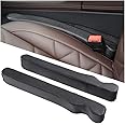 LKAHG 2Pcs Car Seat Gap Filler, PU Leather Auto Crevice Catcher Drop Blocker to Fill The Seat and Console Gap, Universal Vehicle Interior Accessories for Car, SUV, Truck (Black)