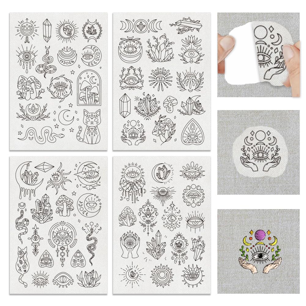 BENECREAT 63pcs Water Soluble Embroidery, 30x21cm Devil's Eye Pattern Transfers Water Soluble Stabilizer for Embroidery Stick and Stitch Embroidery Designs