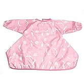Waterproof Bibs with Long Sleeve for Baby, Baby Led Weaning Bib Coverall attaches to highchair, Handy to Carry