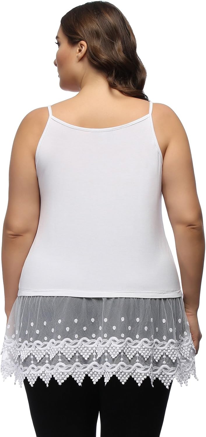 Women's Plus Size Lace Trimmed Camisole Layering Cami Tank Top Extender at  Women’s Clothing store