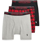 POLO RALPH LAUREN Men's Classic Fit Cotton Boxer Briefs, Trunks &amp; Long Leg Available, 3-Pack