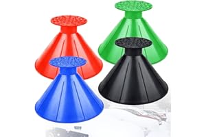 VEGEPEEL Car Ice Scrapers,Snow Scraper,Magical Ice Scrapers for Car Windshield,4 Pcs Portable Multifunctional Snow Remover Wiper,Upgrade 2-in-1 Refueling and Deicing Removal,Universal for Bus, Truck, SUV