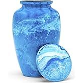 Eternal Harmony Large Urn for Ashes, Adult Male & Female Cremation Urn for Human Ashes with Elegant Finishes, Secure Seal & Velvet Bag, Funeral Urn for Men & Women Up to 200 lbs, 7”x11” (Blue Milo)