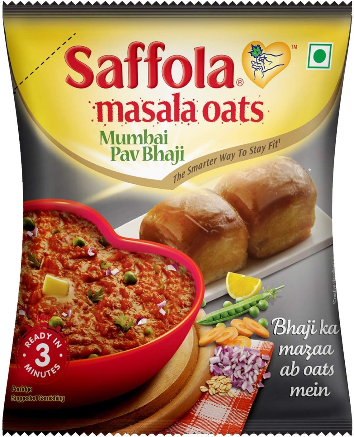 Saffola Masala Oats Mumbai Pav Bhaji, 32 grams (1.12 oz) - vegetarian - oatmeal India