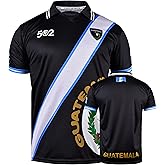 Men's Guatemala Soccer Jersey Shirt with Stylish Collar and Ribbed Sleeves - White, Black & Sky Blue