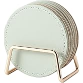 LAKE OF FIRE Coasters Set of 6 with Holder - 3.9-Inch Drink Coasters, Suitable for Various Types of Cups, Tabletop, and Home Décor(Green)