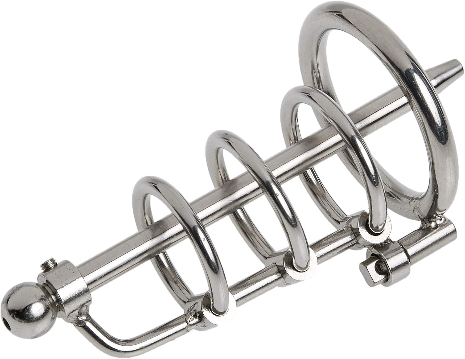 Stainless Steel Urethral Spreader CBT Chastity Cage, Grey - Image 3