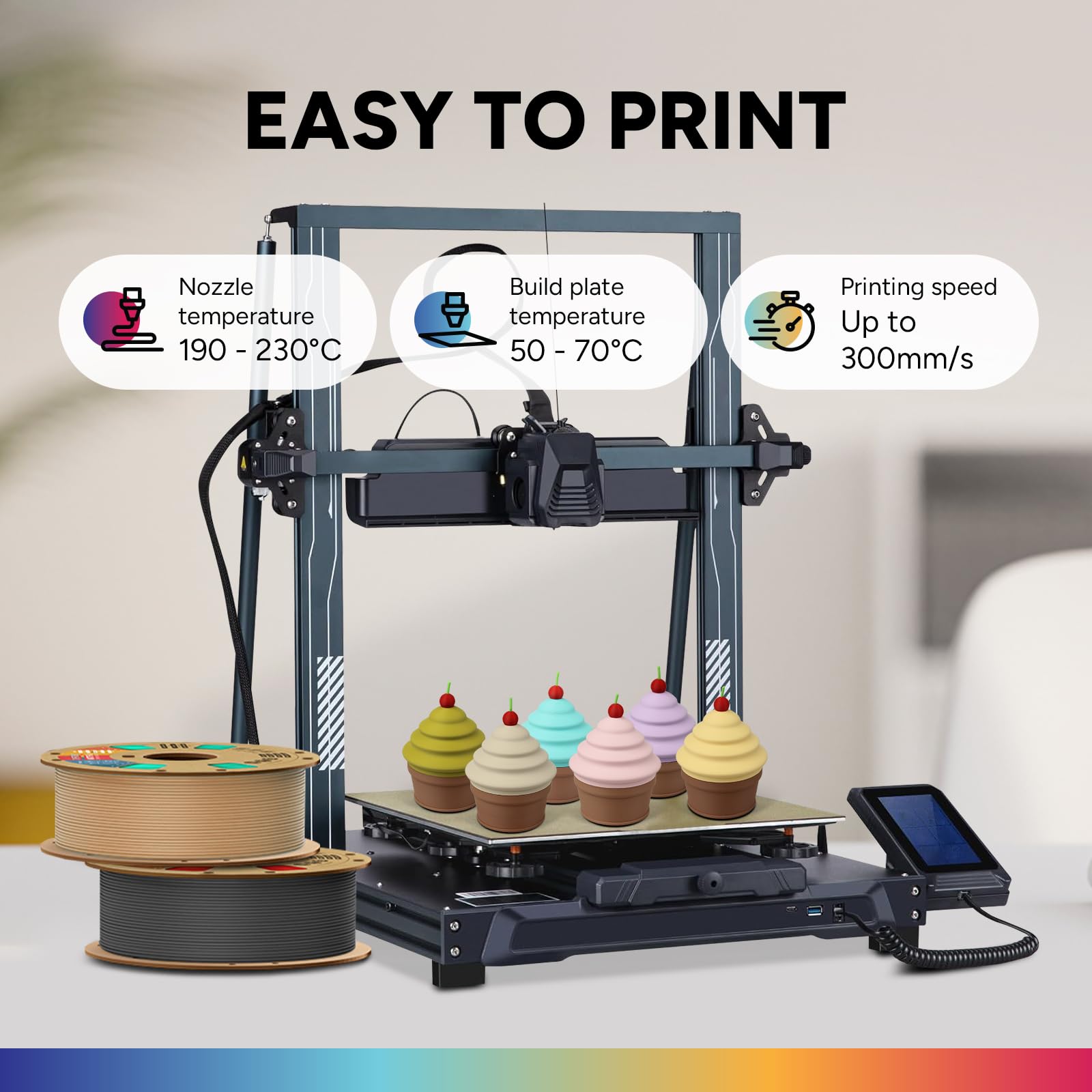 OVERTURE Matte PLA Filament Aufgerüstet 1.75 mm, 1kg (2.2 lbs) Spule, Maßgenauigkeit +/- 0.03mm Filament für 3D Drucker (1kg-03 Hellbraun) 4