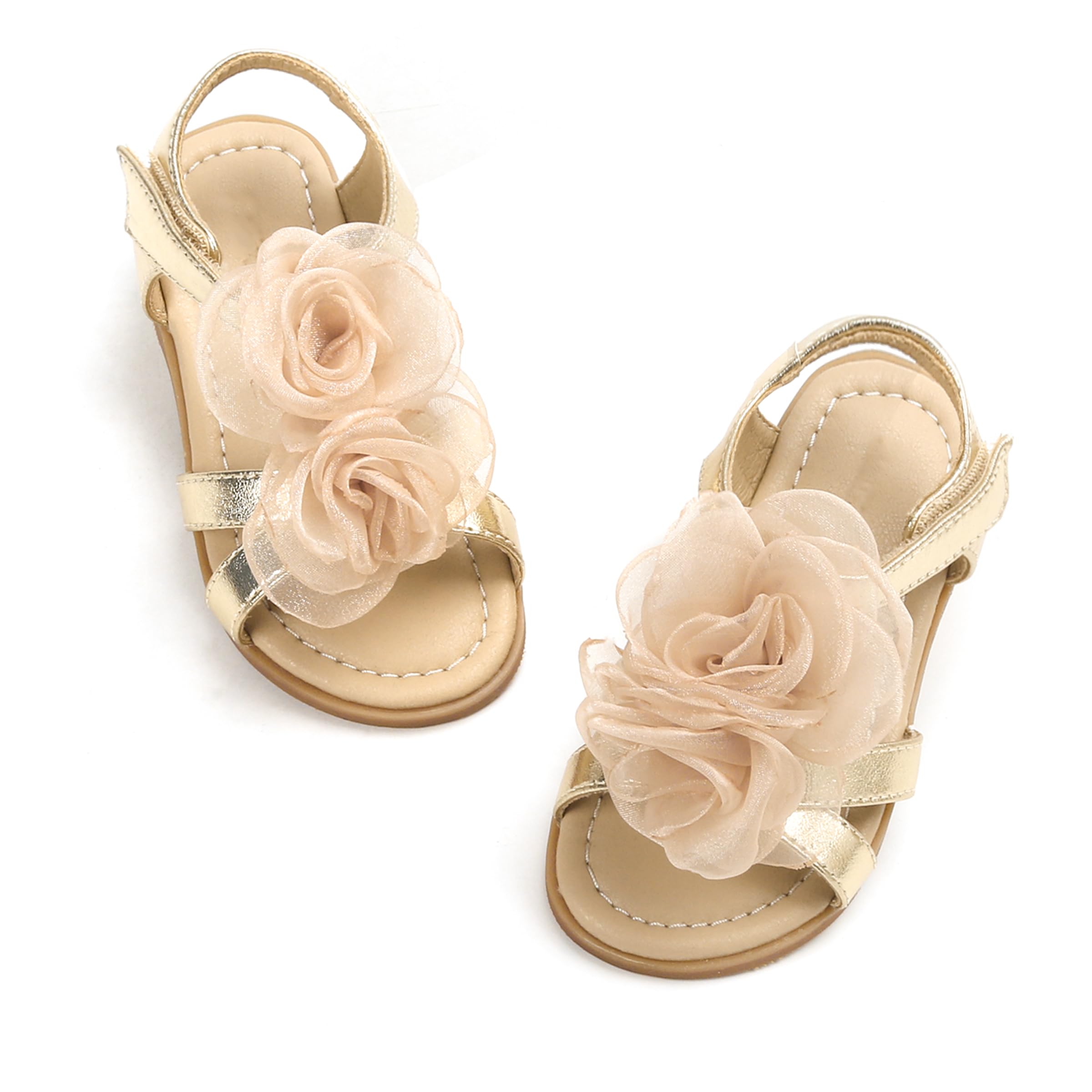 Photo 1 of PHIRAMIN Girls Gold Size 10 Sandals - Toddler Girl Summer Dress Open Toe Shoes Flower for Party Wedding