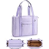 Fancy Forest Work Tote Bag for Women, Zippered Puffer Tote Crossbody, Lightweight Multi-Pocket, RFID Pocket, Luggage Sleeve