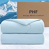 PHF Cooling Comforter Queen Size, EcoCosy Breathable Cooling Blanket for Hot Sleepers, Soft Lightweight Q-Max>0.52 Summer Silky Comforter for Night Sweats to Keep Cool, 90"x90", Ice Blue