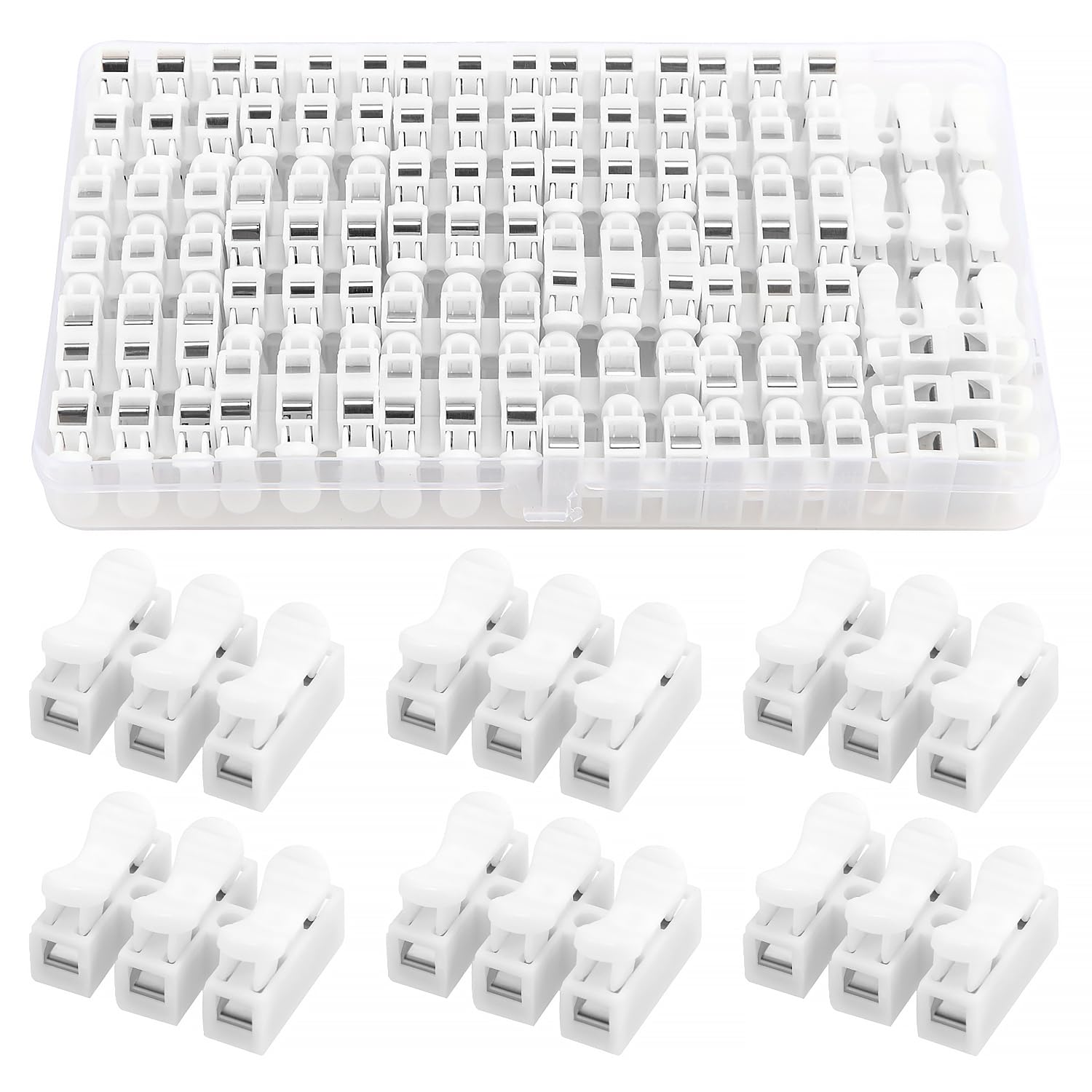 YIXISI 40 PCS Spring Connector, CH3 Quick Connector, 3P No Welding Cable Clamp Terminal Block, NO Screw Terminal for LED Strip Light Wire Connecting