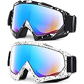 MAMBAOUT Adult Dirt Bike Goggles, 2-Pack ATV Motorcycle for Men & Women, Wide Vision Riding Off-Road