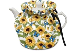 Freewander Sunflower Butterfly Teapot Protector Cover Floral Teapot Cozy Insulated Breakfast Warmer Tea Kettle Quilt Dust Pro