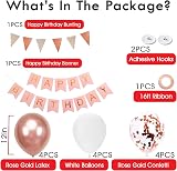 Buygain Rose Gold Happy Birthday Banner with Balloons & Ribbons view 2