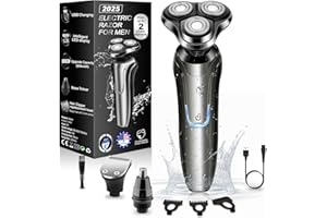 HANDSOMEFACE Electric Razor for Men, Men's Rotary Shavers, Waterproof,Wet and Dry Rechargeable Electric Shaver for Men's Faces with a Cordless and Floating Head, Portable Travel Razor,an Ideal Gift for Men