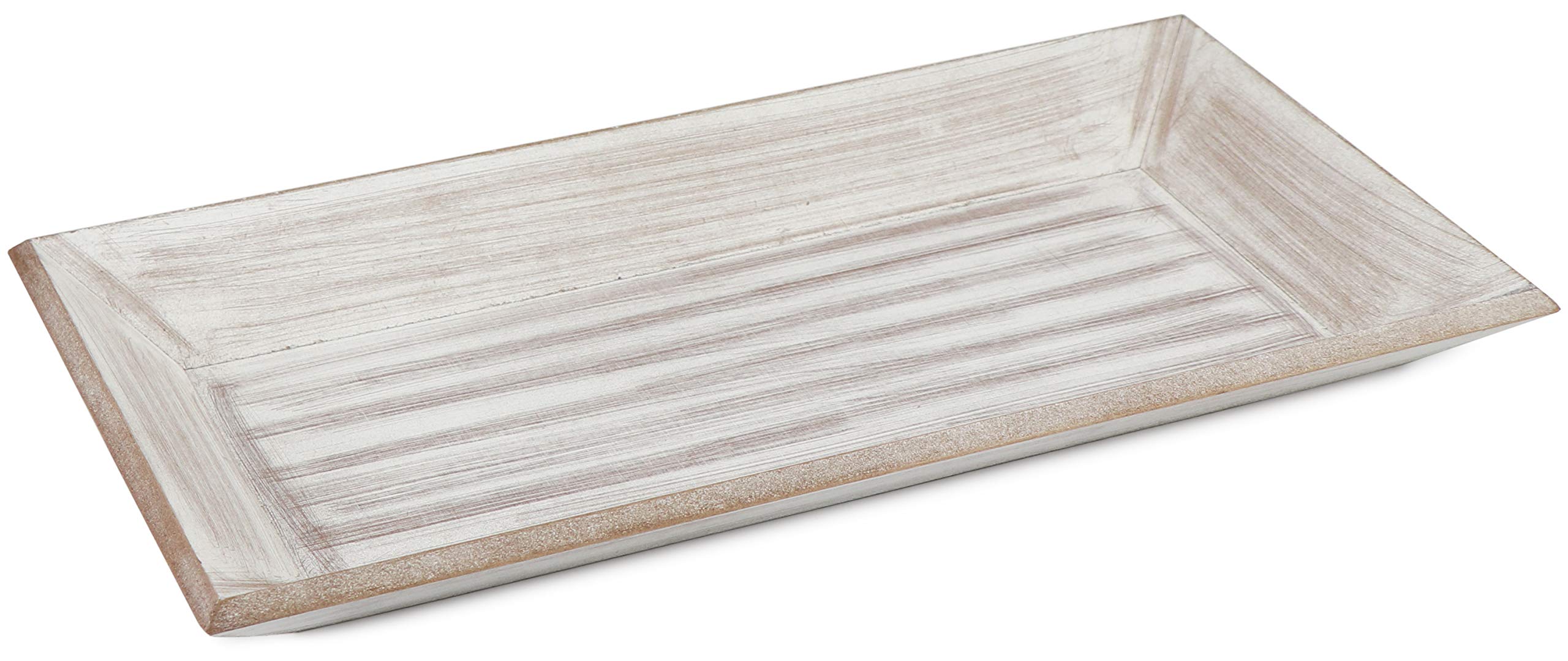 com-four® Decorative Wooden Tray - Rectangular Wooden Tray in Vintage Design - Large Shabby Chic Serving Tray (1 Stück - rechteckig Tablett)